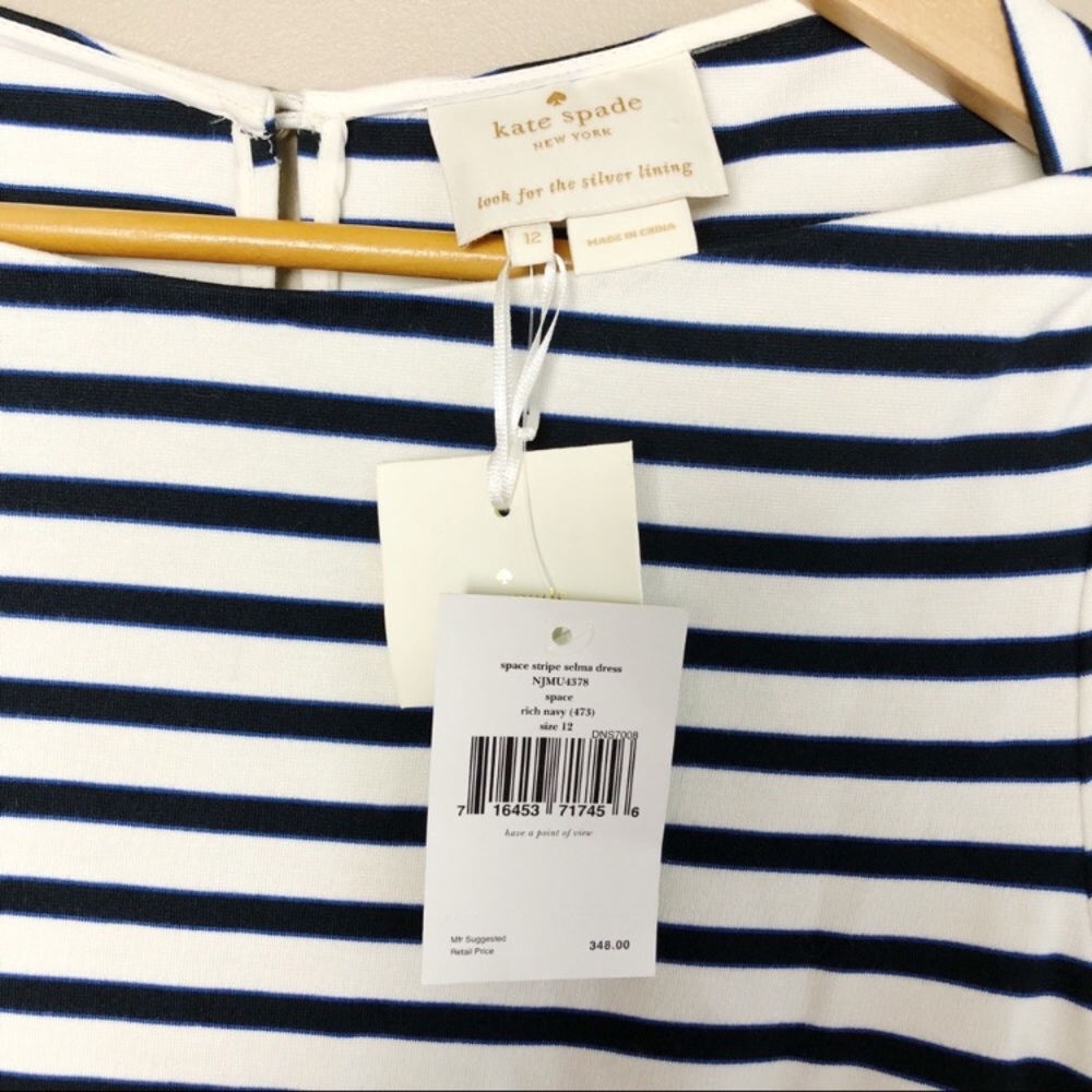 NWT Kate Spade Space Stripe Selma Navy Dress 12 - Picture 6 of 7